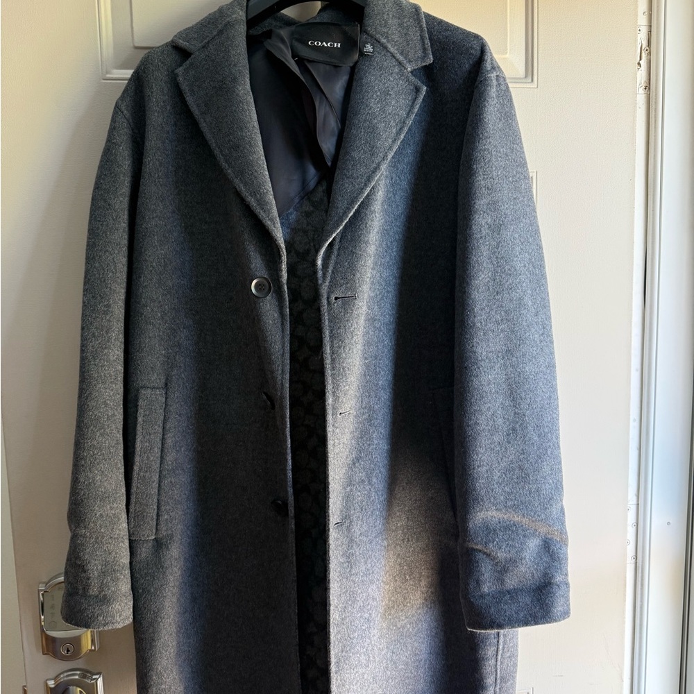 Coach Men's Charcoal Trench Coat wool blend